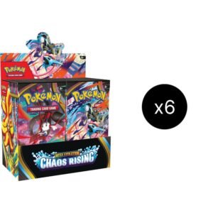 Chaos Rising Booster Case containing sealed booster boxes from the latest Pokémon TCG expansion