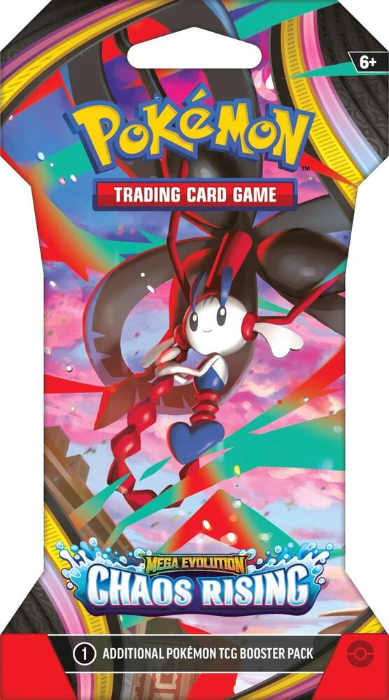Chaos Rising Sleeved Booster Pack Chaos Rising Sleeved Booster Pack featuring official Pokémon TCG packaging and booster cards from the latest expansion