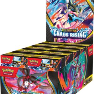 Chaos Rising Build & Battle Box featuring exclusive Pokémon TCG prerelease cards and booster packs