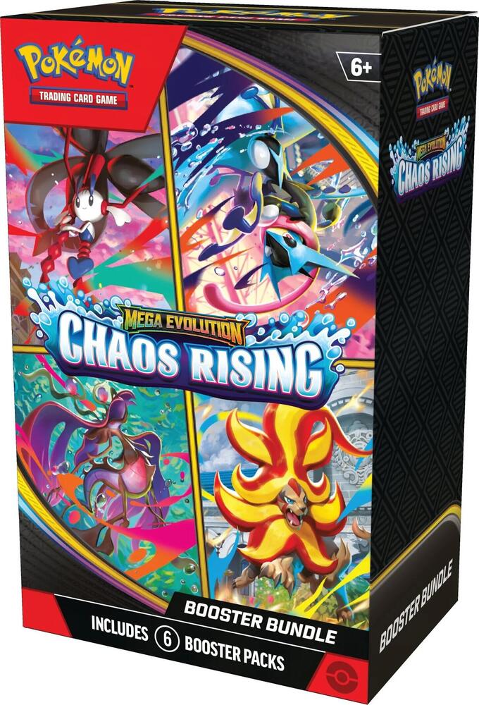 Chaos Rising Booster Bundle Chaos Rising Booster Bundle featuring official Pokémon Trading Card Game booster packs and exclusive promotional packaging