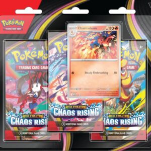 Chaos Rising 3 Pack Blister featuring three Pokémon TCG booster packs and an exclusive promotional card
