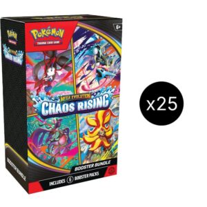 Chaos Rising Booster Bundle Case containing multiple sealed booster bundles from the latest Pokémon TCG expansion